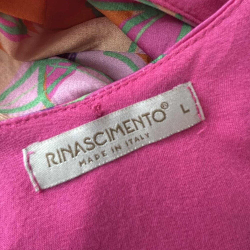 Rinascimento Made In Italy Floral Blouson Top With Smocked Hem & Keyhole – EU L - Picture 7 of 7